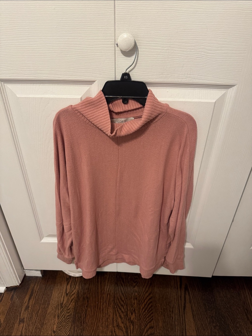 LOFT Dusty Pink Ribbed Cowl Neck Sweater